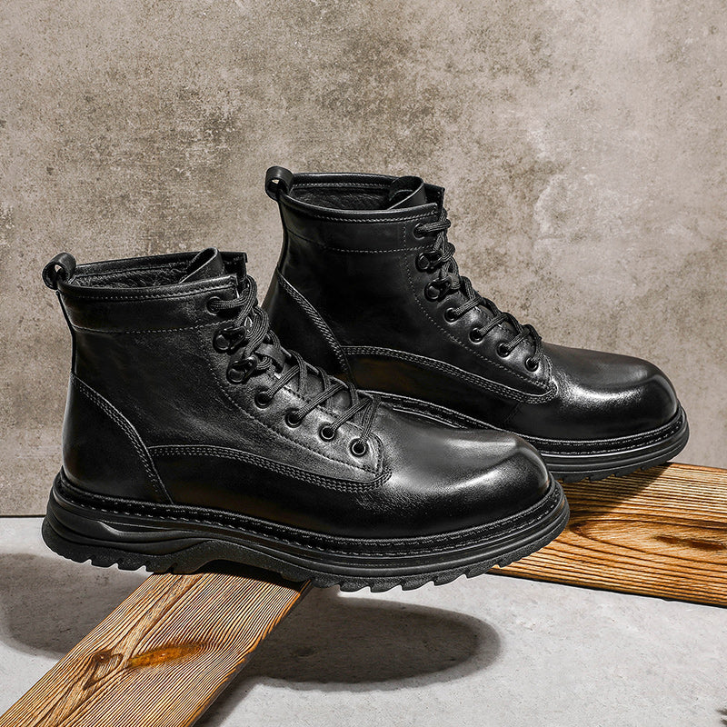 DESAI Shoes For Men Casual Leather Shoes Genuine Leather Soft Bottom boots low-heeled men's Chelsea boots fashion beautiful Elastic Leather Shoes Over-the-Knee DS05309