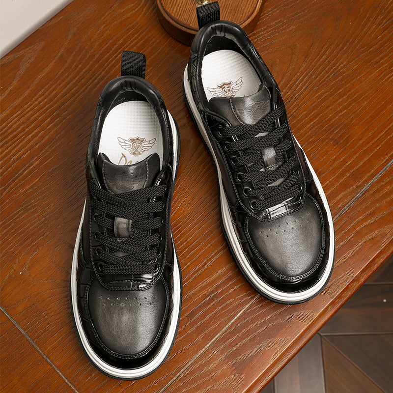 Desai Shoes For Men Fashion versatile casual sneakers Real cowhide leather comfort men New Alligator Design DS33122