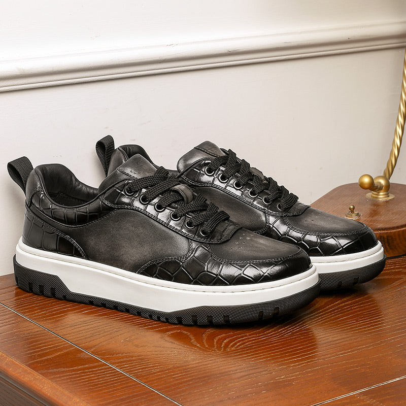 Desai Shoes For Men Fashion versatile casual sneakers Real cowhide leather comfort men New Alligator Design DS33122
