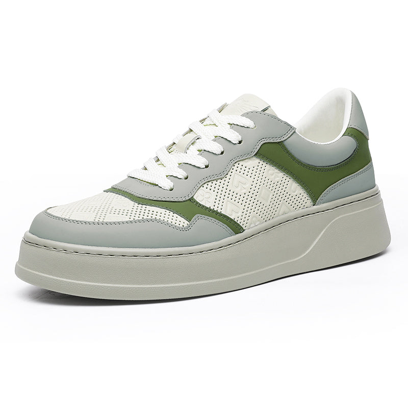 Desai Men's Casual Thick Soles Board Shoes Anti Slip Wear-Resistant Sports Running Shoes Men's Leather Breathable and Comfortable Sneakers DS02783
