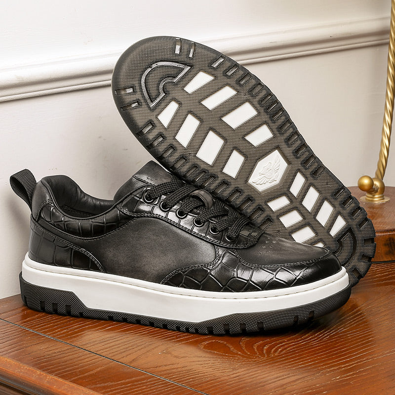 Desai Shoes For Men Fashion versatile casual sneakers Real cowhide leather comfort men New Alligator Design DS33122