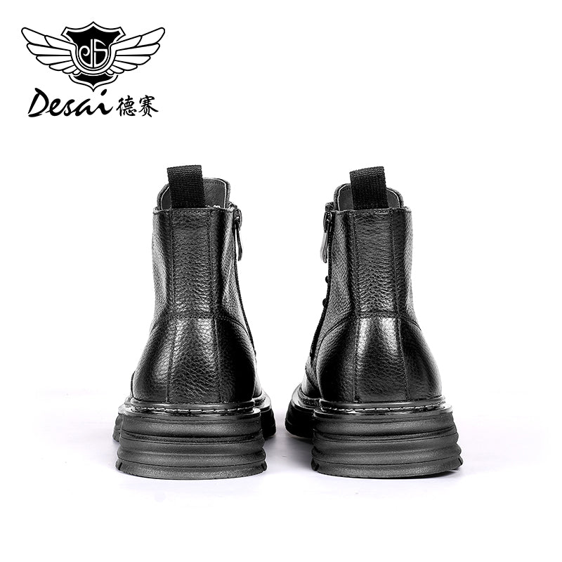 Desai leather Martin boots men's British wind motorcycle boots Spring summer soft leather heightening retro men's tall work boots DS6333H