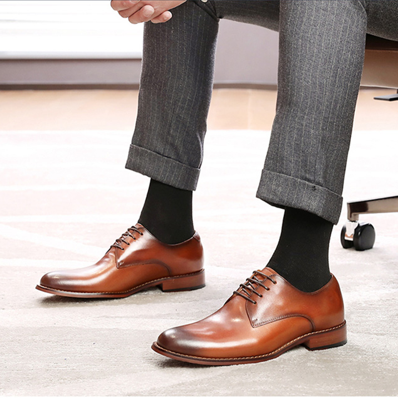 DESAI New Men's Genuine Leather Shoes Business Dress Elegant Gentleman Shoes Simple British Style Wedding Shoes Black DS216
