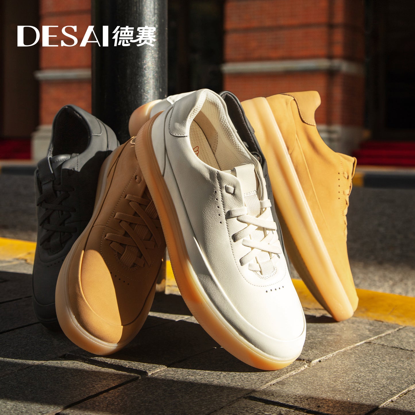 Desai men's casual shoes 2024 new men's sneakers casual shoes with light soft sole small white shoes men genuine leather DS3097