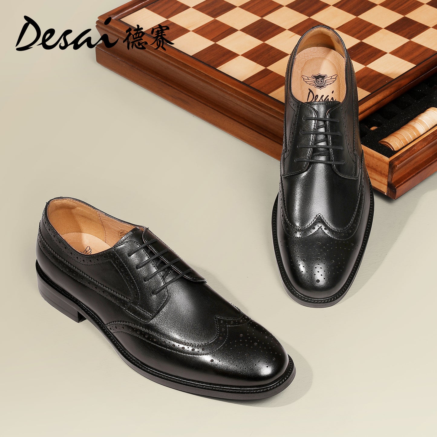 Desai Formal Dress Triple Joint Oxfords Office Genuine Leather Wedding Lace Up Spring for men DS139