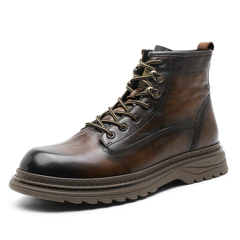 DESAI Shoes For Men Casual Leather Shoes Genuine Leather Soft Bottom boots low-heeled men's Chelsea boots fashion beautiful Elastic Leather Shoes Over-the-Knee DS05309