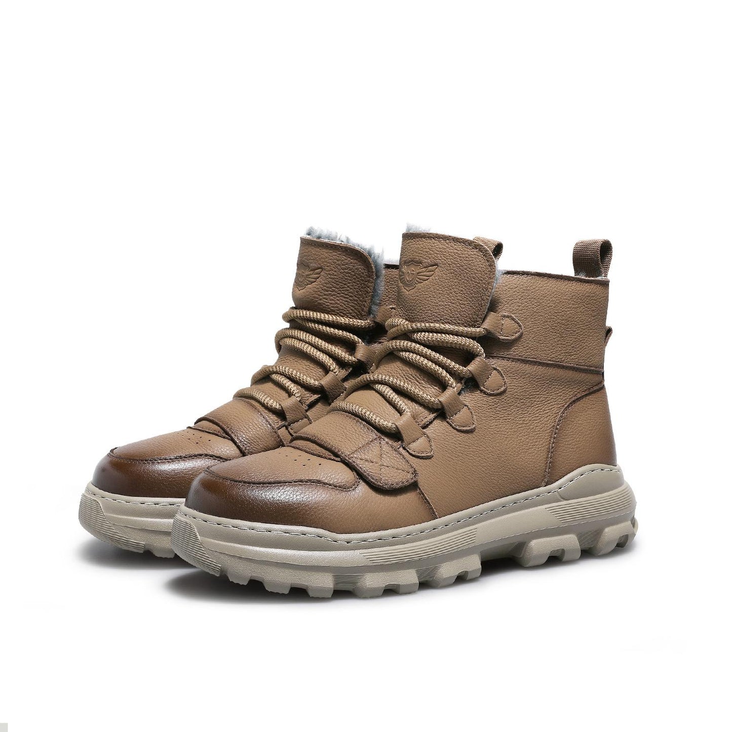 DESAI Fleece Warm Lace Up Boots Genuine Cowhide Slip boot DS30203HM