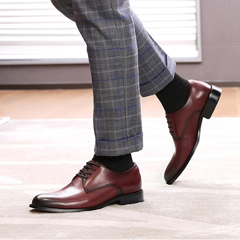 DESAI New Men's Genuine Leather Shoes Business Dress Elegant Gentleman Shoes Simple British Style Wedding Shoes Black DS216