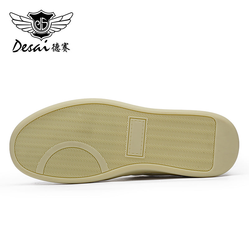 Desai Genuine Leather Lace Up Versatile Breathable Casual Board Shoes, Flat Bottomed Sports Shoes, Small White Shoes, Retro German Training sneakers DS33181