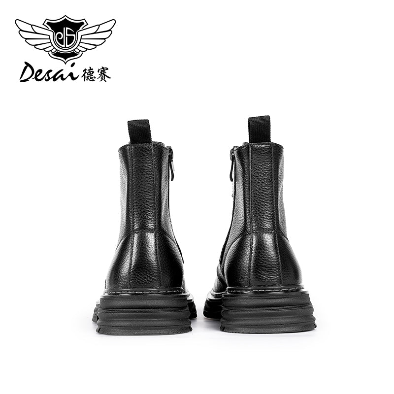 Desai leather Martin boots men's British wind motorcycle boots Spring summer soft leather heightening retro men's tall work boots DS6333H