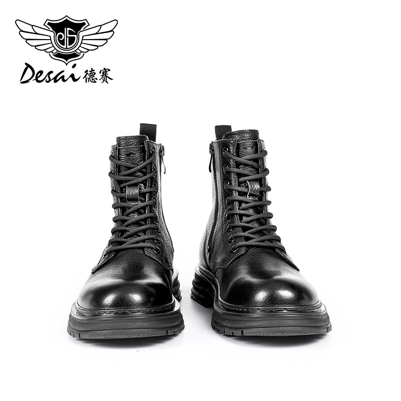 Desai leather Martin boots men's British wind motorcycle boots Spring summer soft leather heightening retro men's tall work boots DS6333H