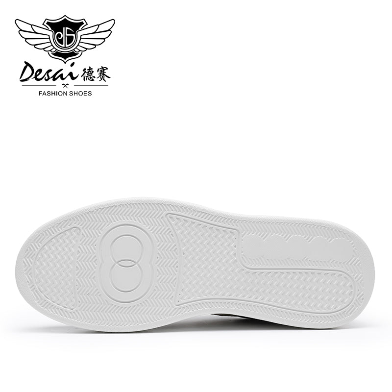 Desai Men's Casual Thick Soles Board Shoes Anti Slip Wear-Resistant Sports Running Shoes Men's Leather Breathable and Comfortable Sneakers DS02783
