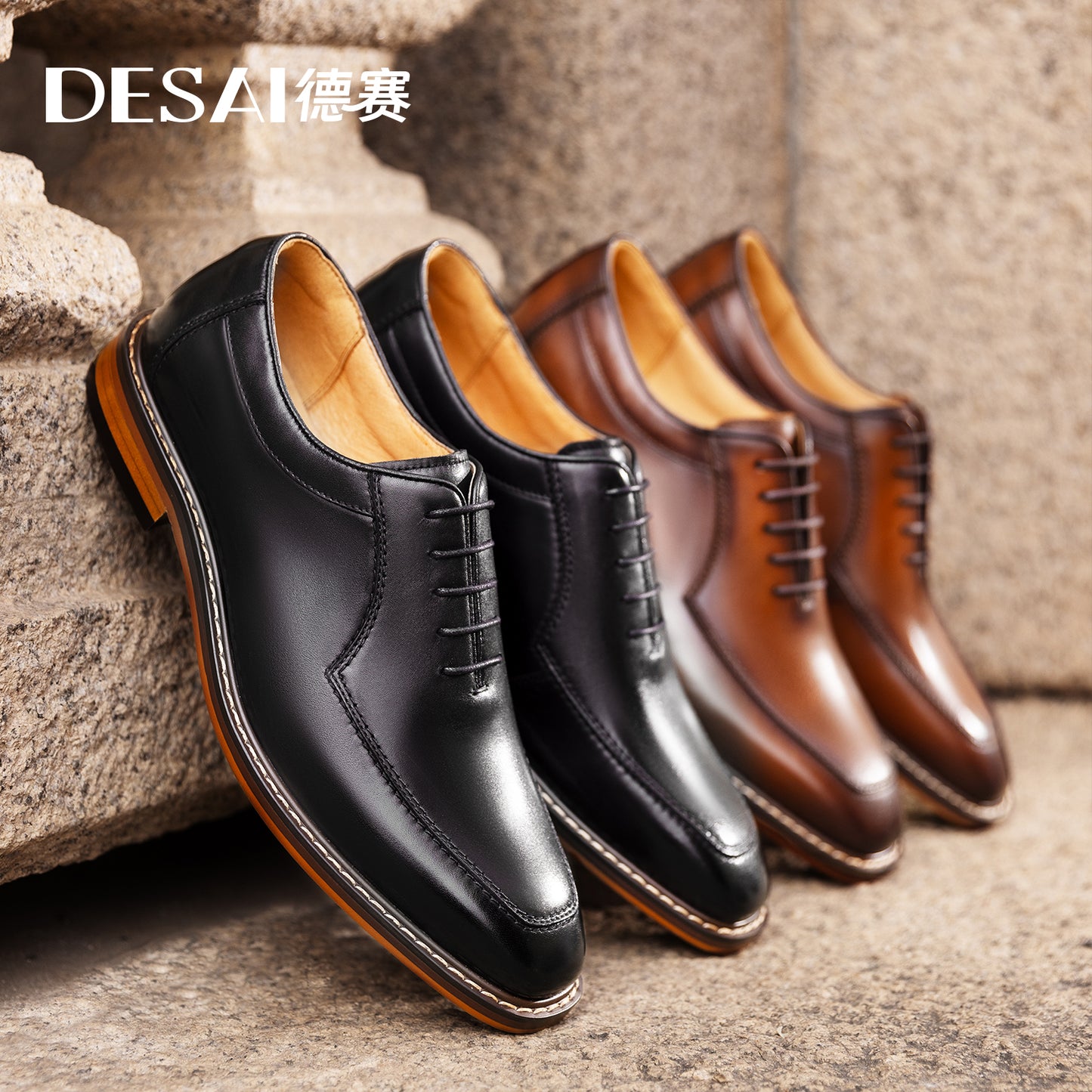DESAI Men's Business Dress Casual Shoes Soft Genuine Leather Fashion Mens Comfortable Oxford DS6906