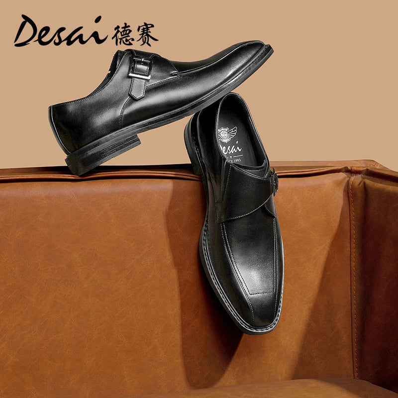 Desai Men's Business dress shoes Retro Polish Munk Shoes Leather Derby Shoes Heightening shoes Casual shoes DS6020