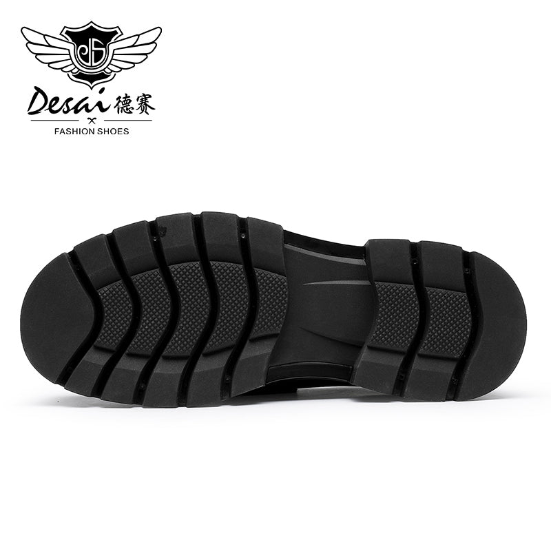 Desai Shoes For Men Patent leather low-top loafers Top layer calfskin business casual pattern men's shoes spring and summer leather loafers DS1313