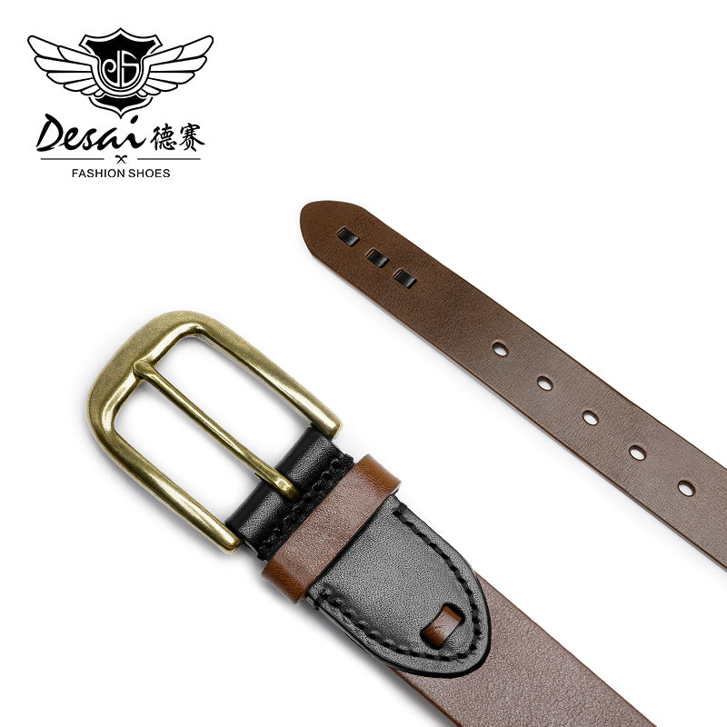 DSPD -Reversible Belt for Men, Real Cowhide Leather Jeans Belt Black & Brown, Adjustable Trim to Fit 120cm