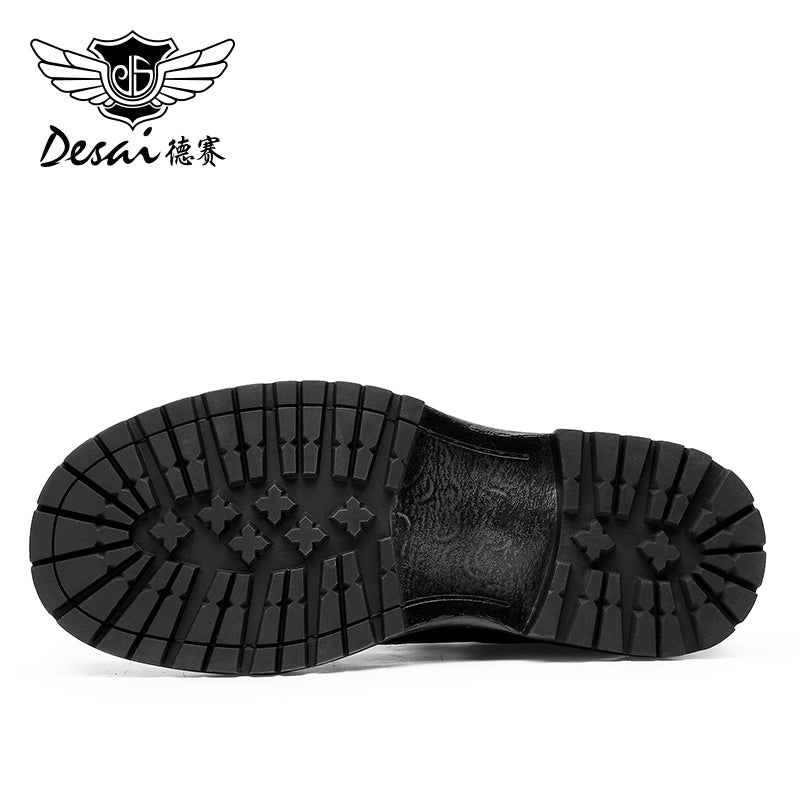 Desai leather Martin boots men's British wind motorcycle boots Spring summer soft leather heightening retro men's tall work boots DS6327H