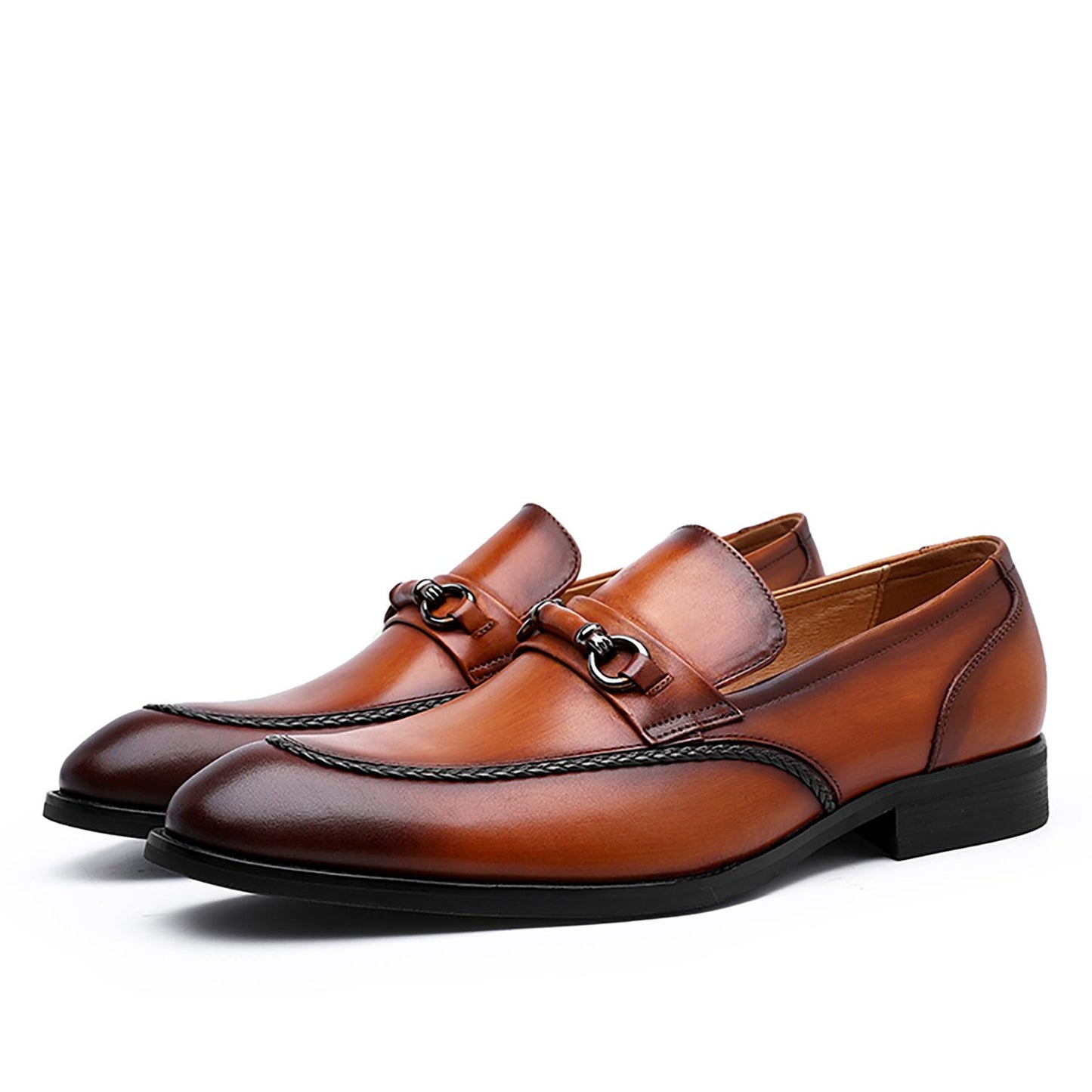 DESAI cowhide leather loafers Man's low-top business pattern shoes DS891705