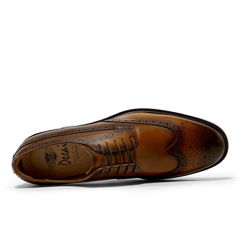 Desai Formal Dress Triple Joint Oxfords Office Genuine Leather Wedding Lace Up Spring for men DS139