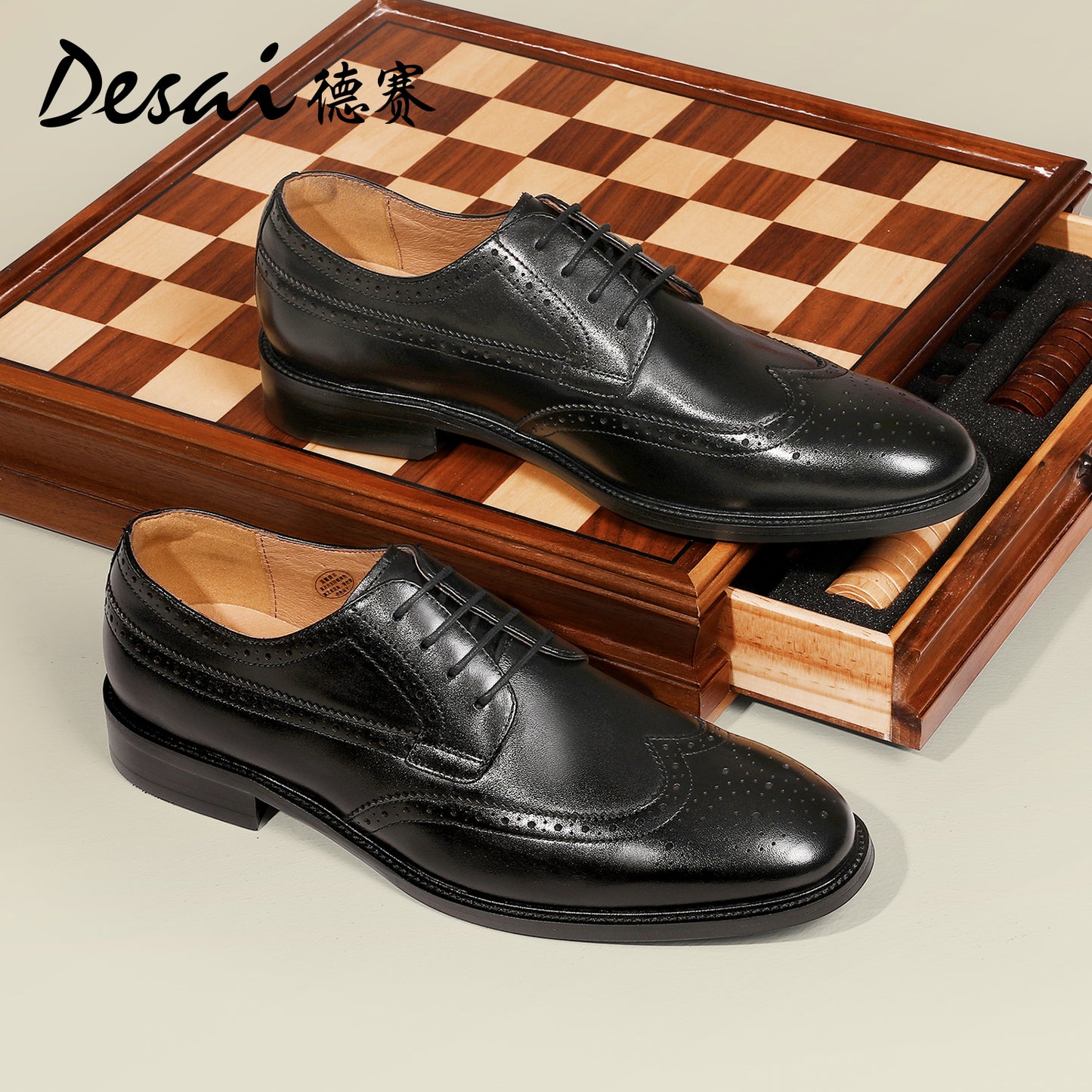 Desai Formal Dress Triple Joint Oxfords Office Genuine Leather Wedding Lace Up Spring for men DS139