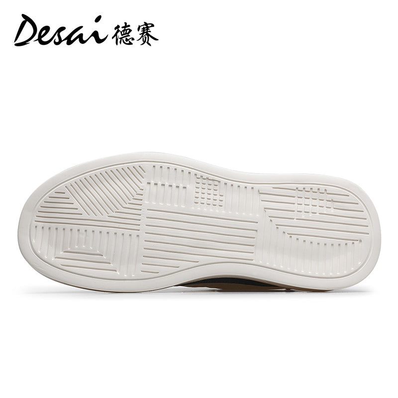 Desai Men's sneakers Summer Breathable Leather Perforated Casual Shoes Men's Board Shoes Thick Sole Increase Soft Sole Versatile Shoes DS3052