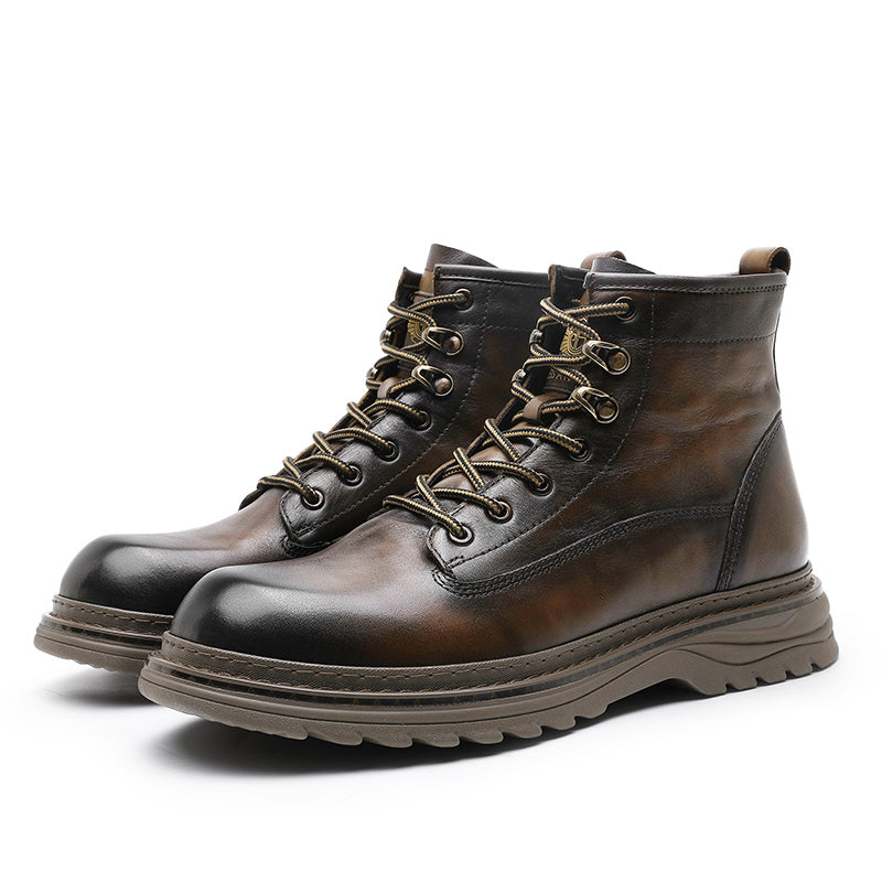 DESAI Shoes For Men Casual Leather Shoes Genuine Leather Soft Bottom boots low-heeled men's Chelsea boots fashion beautiful Elastic Leather Shoes Over-the-Knee DS05309
