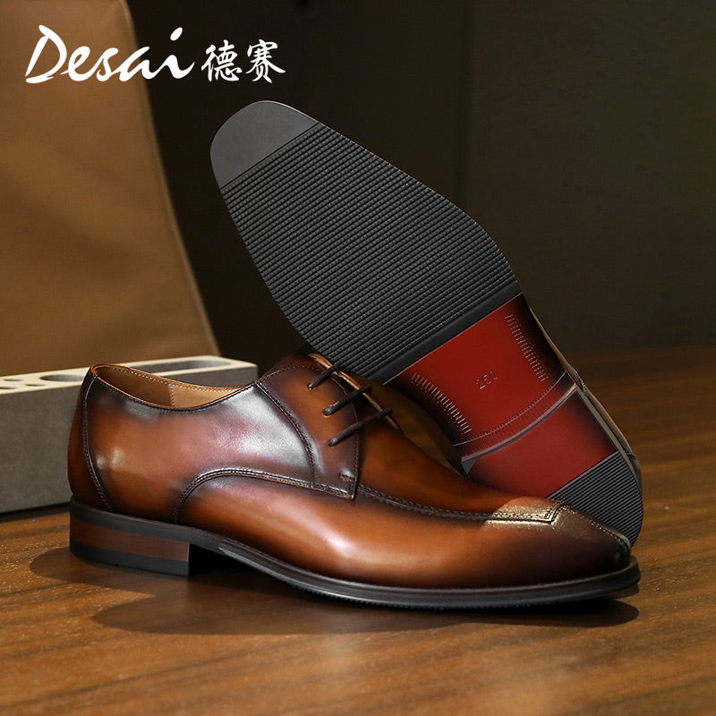 Desai leather shoes men's business formal Derby shoes summer new thick soles increase shoes leather breathable casual leather shoes DS6023