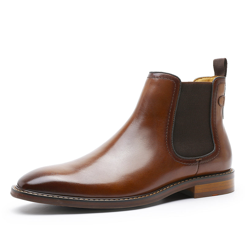 Desai Men's New Leather Chelsea boots one-step low-heeled Men's fashion formal Elastic footwear OS6606H
