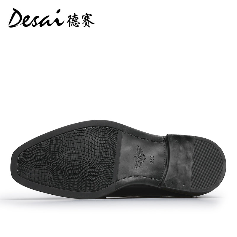 Desai new formal square head leather shoes business British men's Oxford shoes breathable soft sole leather rub color inside increasing men's shoes DS6017