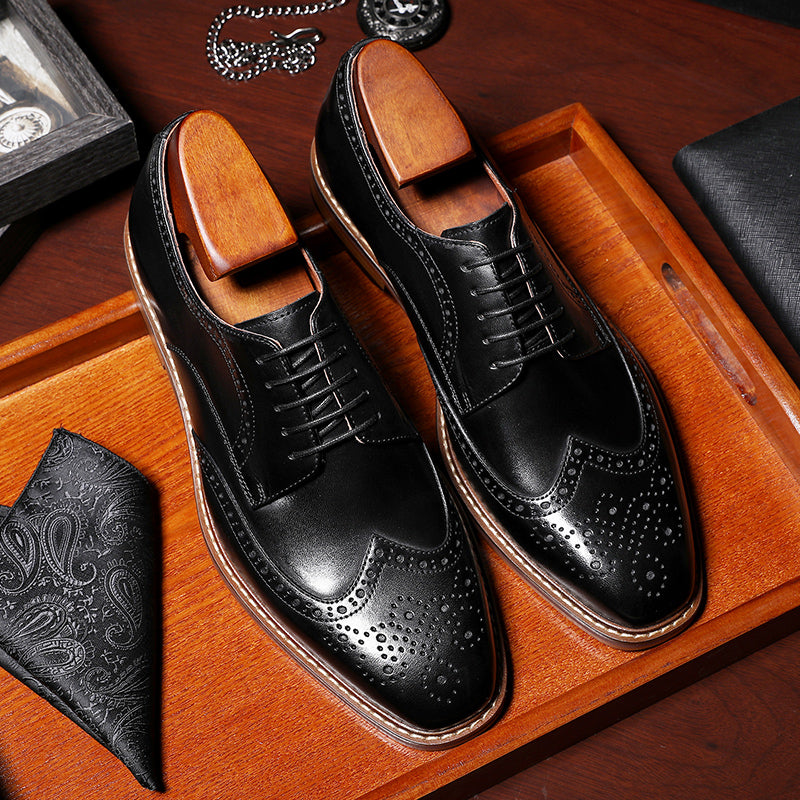 Desai Shoes For Men Business leather Carved British Shoes Formal Wear Handmade Derby Shoes brogues and wingtips DS6737