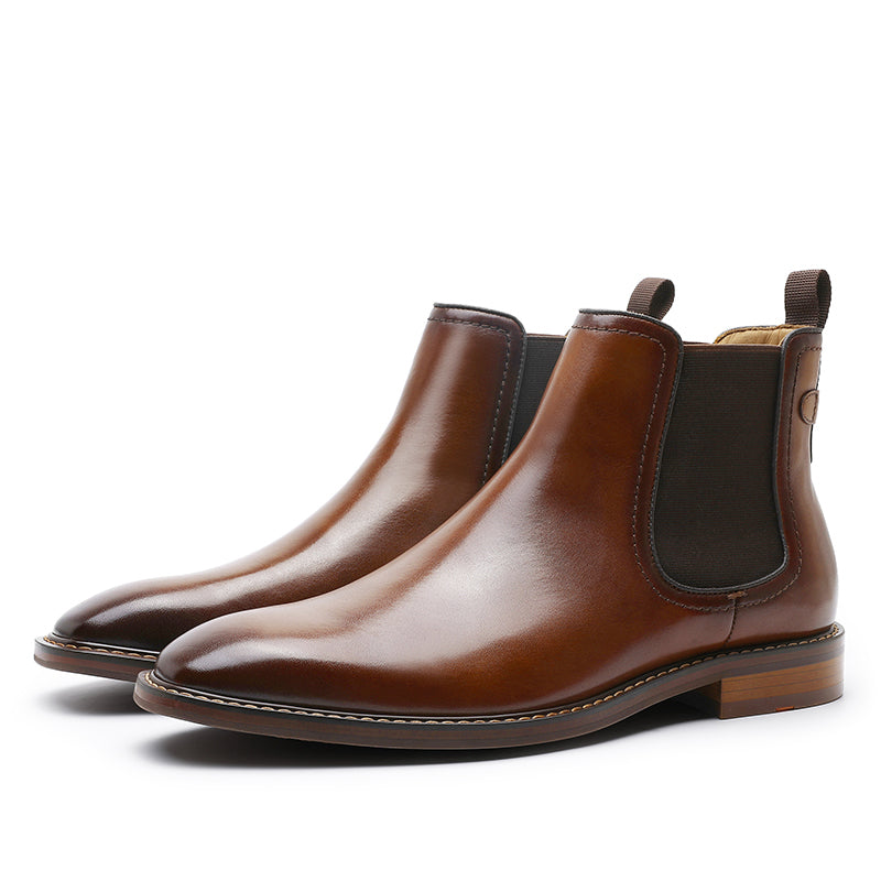 Desai Men's New Leather Chelsea boots one-step low-heeled Men's fashion formal Elastic footwear OS6606H