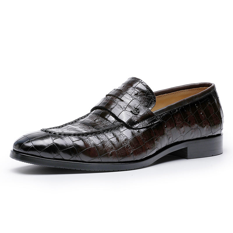 Desai spring and summer leather loafers low-top business casual pattern men's shoes alligator design real cowhide leather DS9236