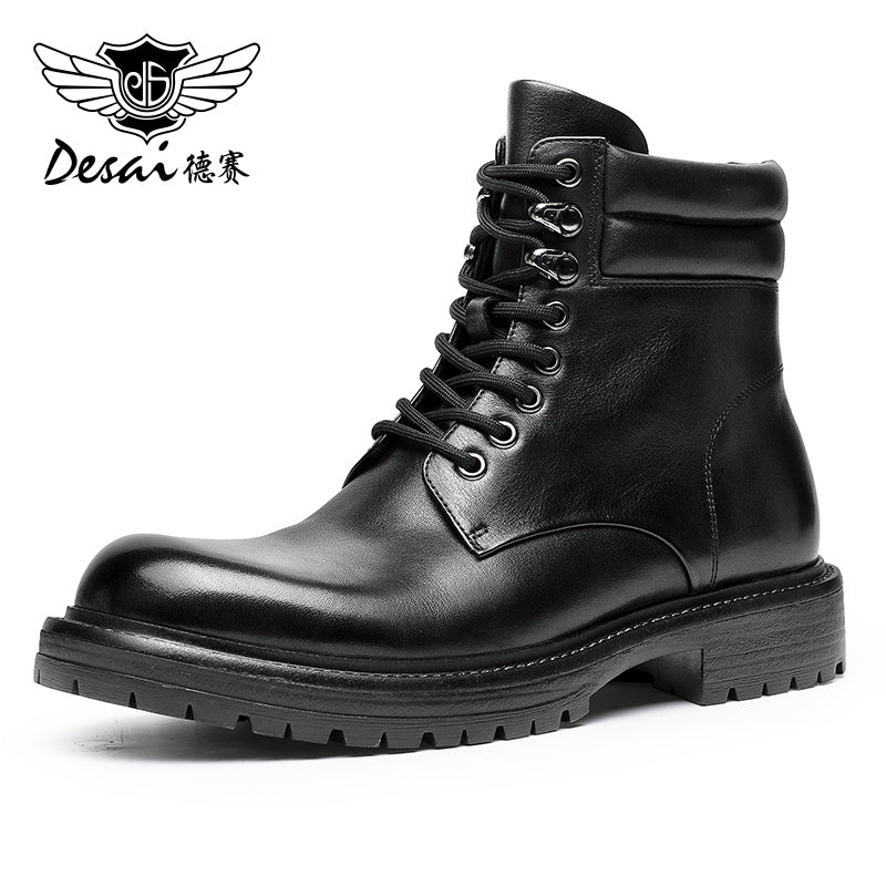 Desai leather Martin boots men's British wind motorcycle boots Spring summer soft leather heightening retro men's tall work boots DS6327H