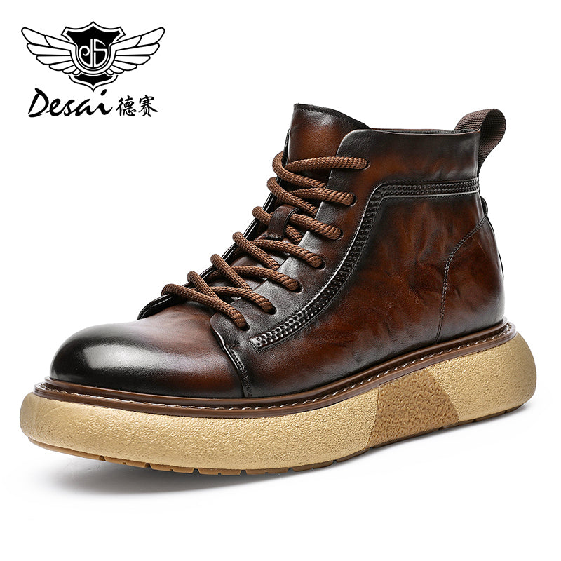 Desai leather Martin boots men's new British autumn and winter retro men's tall work boots DS6316H