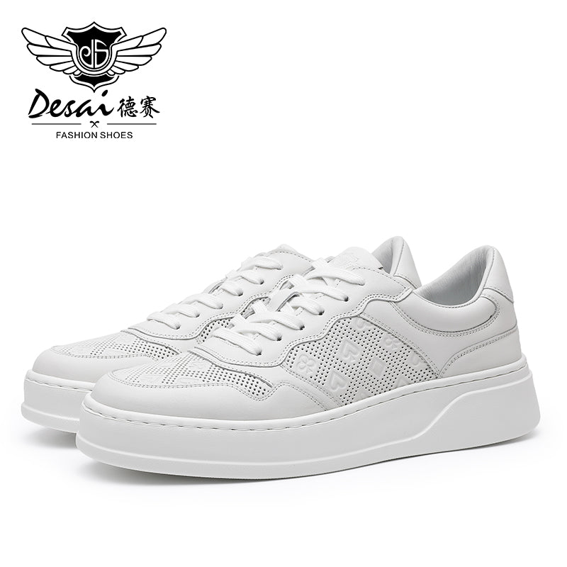Desai Men's Casual Thick Soles Board Shoes Anti Slip Wear-Resistant Sports Running Shoes Men's Leather Breathable and Comfortable Sneakers DS02783