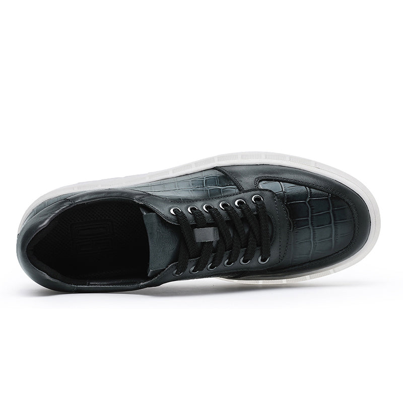 Desai Casual Leather Shoes Genuine Leather Thick Bottom Sneakers Laces Up Breathable DS3337