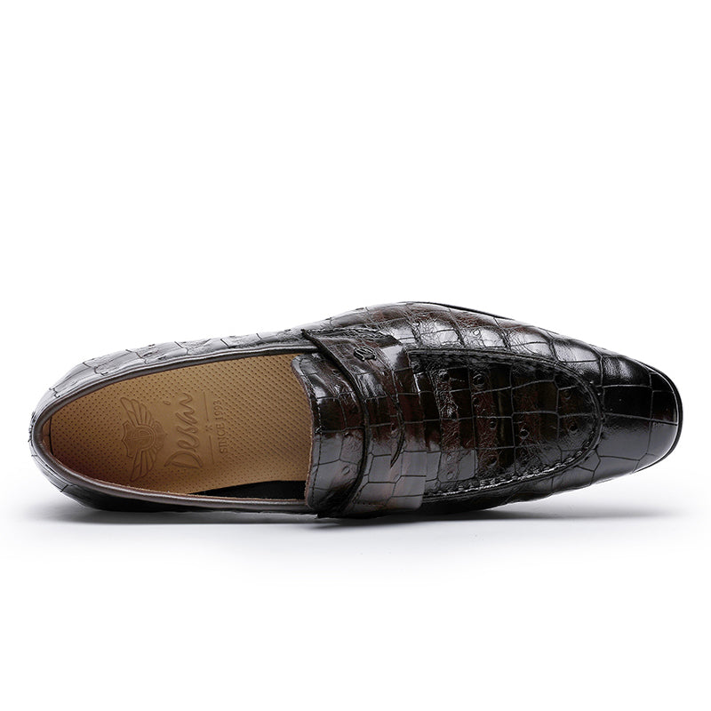 Desai spring and summer leather loafers low-top business casual pattern men's shoes alligator design real cowhide leather DS9236