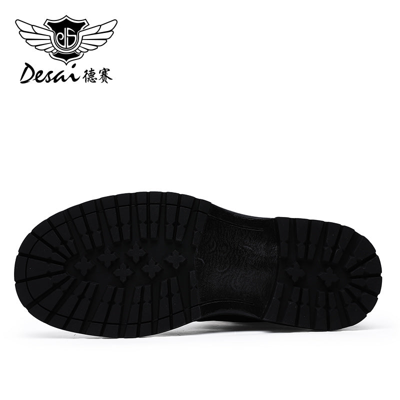 Desai leather Martin boots men's British wind motorcycle boots Spring summer soft leather heightening retro men's tall work boots DS6327H