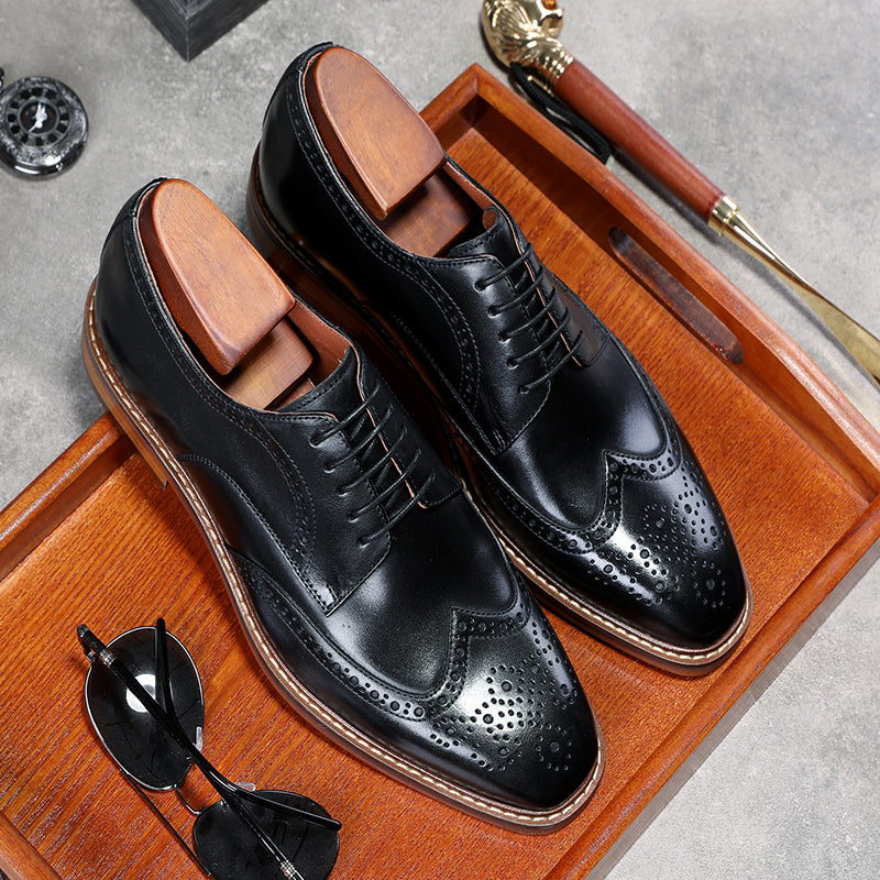 Desai Shoes For Men Business leather Carved British Shoes Formal Wear Handmade Derby Shoes brogues and wingtips DS6737