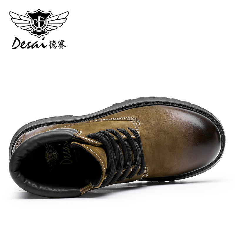 Desai Martin boots men's autumn and winter British outdoor motorcycle boots platform elevating work boots soft leather high top leather boots DS6320H