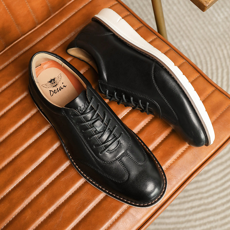 Desai New Men's Leisure Leather sneakers Full grain Leather shoes Soft Sole Anti-slip and wear-resistant footwear OS6601