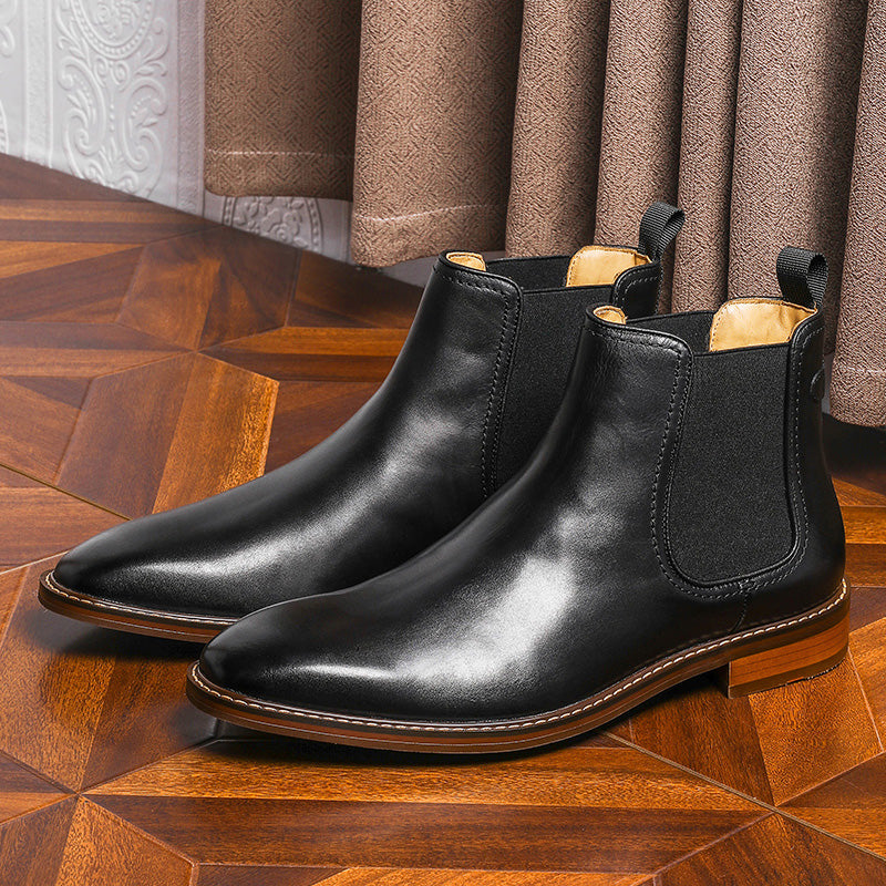 Desai Men's New Leather Chelsea boots one-step low-heeled Men's fashion formal Elastic footwear OS6606H