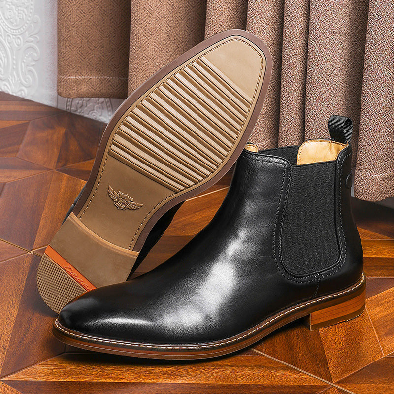 Desai Men's New Leather Chelsea boots one-step low-heeled Men's fashion formal Elastic footwear OS6606H