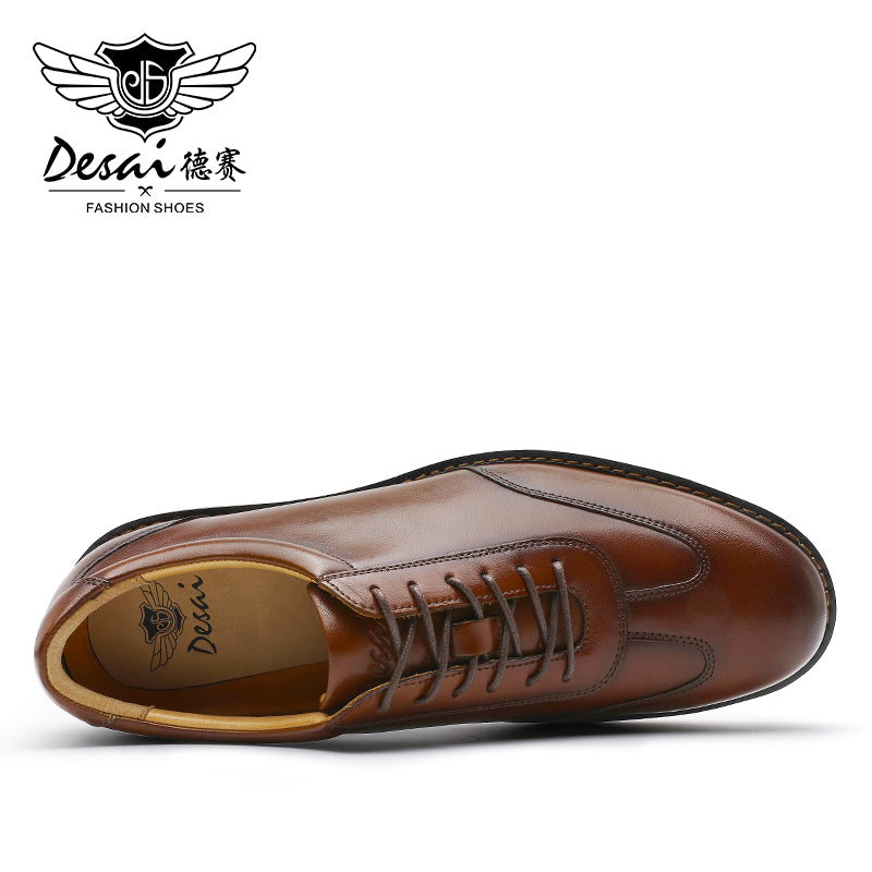 Desai New Men's Leisure Leather sneakers Full grain Leather shoes Soft Sole Anti-slip and wear-resistant footwear OS6601