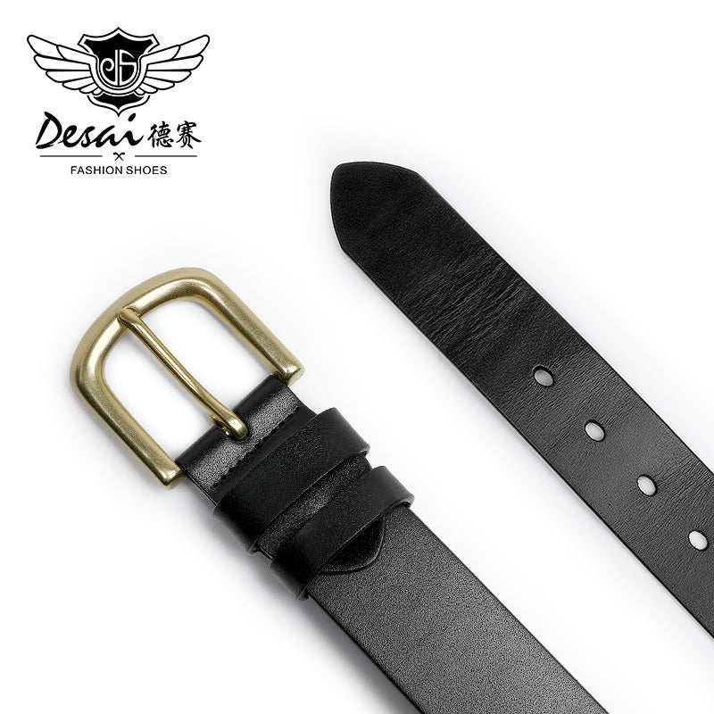 DSPD -Reversible Belt for Men, Real Cowhide Leather Jeans Belt Black & Brown, Adjustable Trim to Fit 120cm