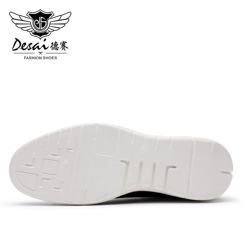 Desai New Men's Leisure Leather sneakers Full grain Leather shoes Soft Sole Anti-slip and wear-resistant footwear OS6601