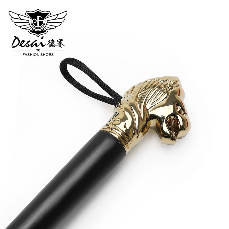 Shoe Horn Retro Durable Lion Head Long Metal Shoehorn Brown Wood Handled Shoe Lifter Spoon