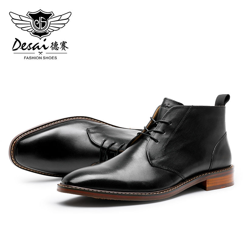 Desai Upgraded Men's Brock Carved Business British Style Leather Men's Boots OS6605H