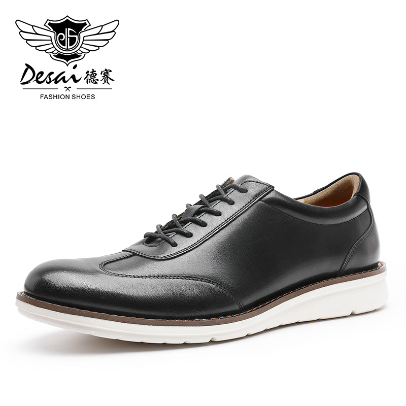 Desai New Men's Leisure Leather sneakers Full grain Leather shoes Soft Sole Anti-slip and wear-resistant footwear OS6601