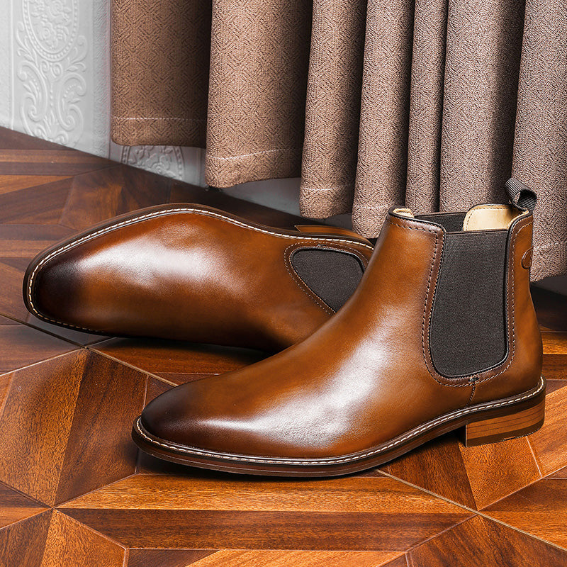 Desai Men's New Leather Chelsea boots one-step low-heeled Men's fashion formal Elastic footwear OS6606H